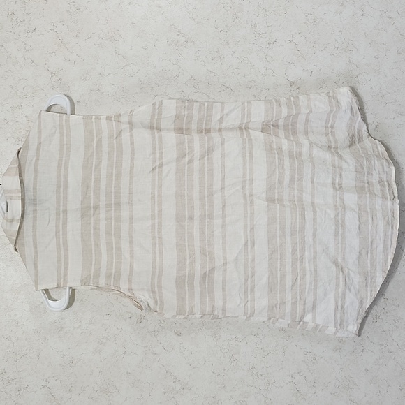 Ellen Tracy Ladies Size Medium Linen Sleeveless Striped Button-Up Top Casual - Picture 5 of 9